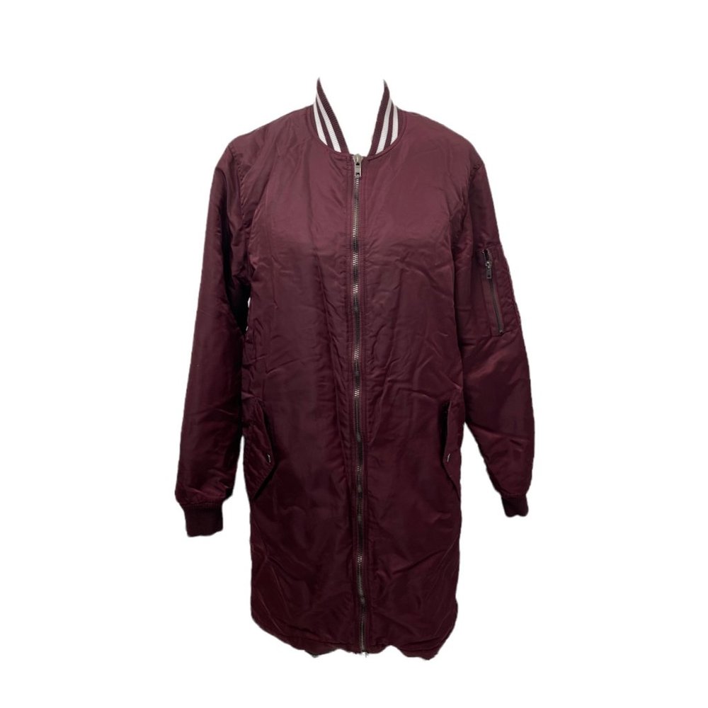 Men’s size Medium Forever 21 long maroon bomber ja